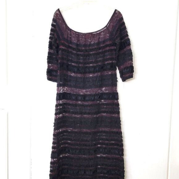 Liz Potter for Jeannie and Elizabeth Brown and Black Lace Maxi Dress - Picture 3 of 8